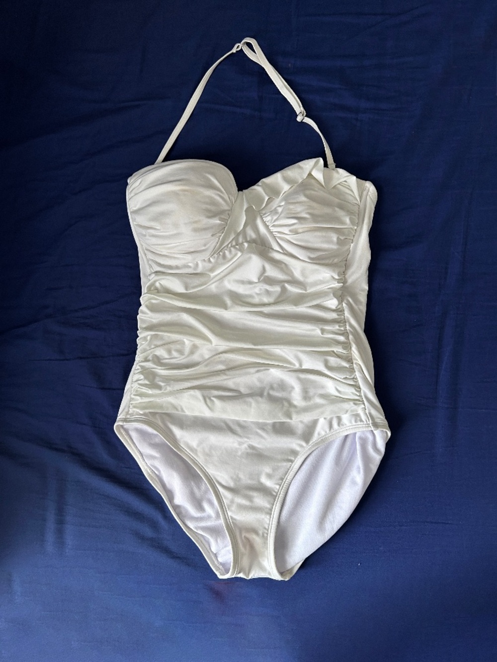 Retro style white Jantzen one-piece swimsuit